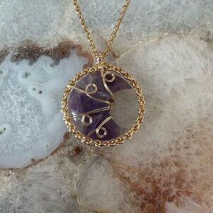 Amethyst Moon Wired Gold Pendant And Necklace